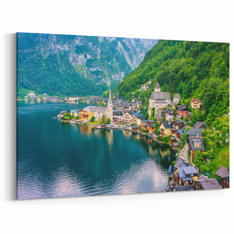 Charming Village Scenery - Picturesque Countryside Village Canvas Art