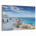 Mediterranean Coastal Village - Stunning Blue & White Seaside Canvas Art