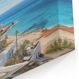 Mediterranean Coastal Village - Stunning Blue & White Seaside Canvas Art