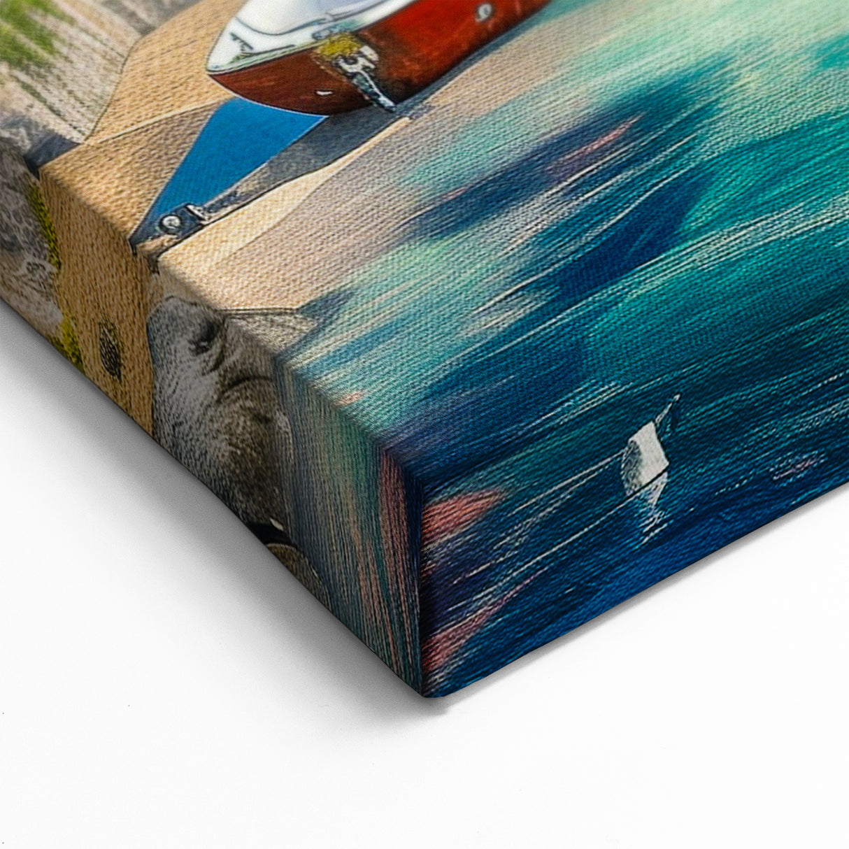 Colorful Coastal Village - Mediterranean Waterfront & Boats Canvas Art