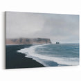 Dramatic Black Sand Beach Wall Art - Coastal Landscape Canvas Print