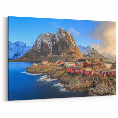 Picturesque Village Artwork - Scenic Red-House Village by the Sea