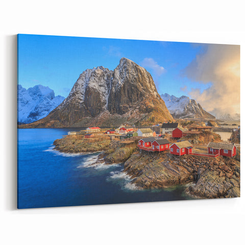 Picturesque Village Artwork - Scenic Red-House Village by the Sea