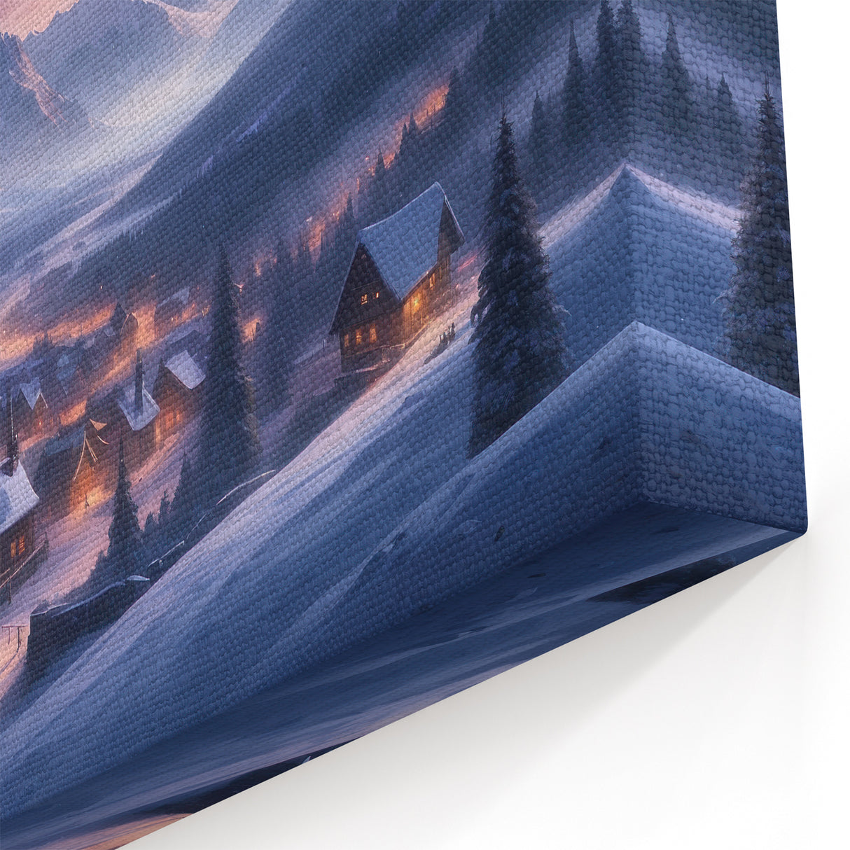 Charming Village Scenery - Serene Night in Snowy Mountain Village