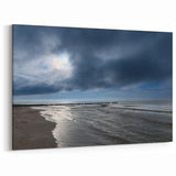 Moody Coastal Beach Wall Art - Dramatic Sky Ocean Canvas Print
