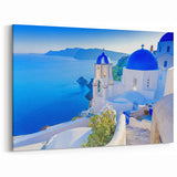 Scenic Village Prints - Iconic White and Blue Greek Village by the Sea