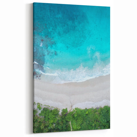 Aerial Tropical Beach Wall Art - Vibrant Ocean Shore Canvas Print