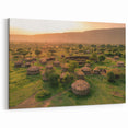 Countryside Village Canvas - Rustic African Village at Sunrise