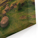 Countryside Village Canvas - Rustic African Village at Sunrise