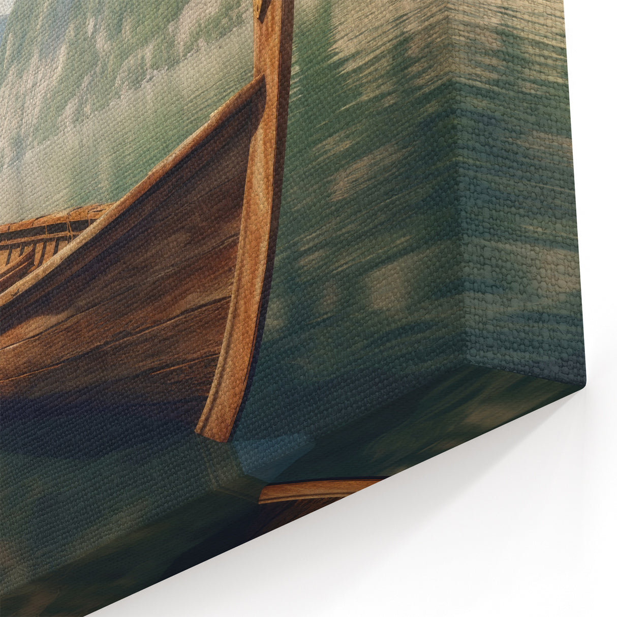 Serene Rowboat on Mountain Lake - Scenic Coastal Wall Art Print