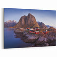 Scenic Village Prints - Serene Coastal Village with Mountain Backdrop