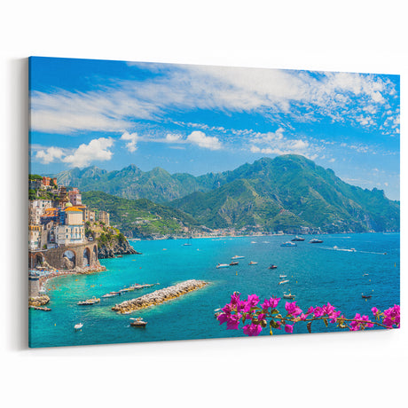 Picturesque Village Artwork - Vibrant Coastal Village in the Mediterranean
