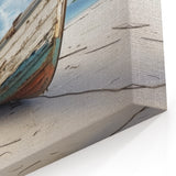 Weathered Rowboat on Sandy Shore - Coastal Nautical Wall Art Print