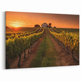 Framed Vineyard Art - Sunset Vineyard Canvas Print for Wine Decor