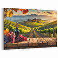 Vineyard Art with Wine - Rustic Vineyard Canvas Print for Kitchen Decor