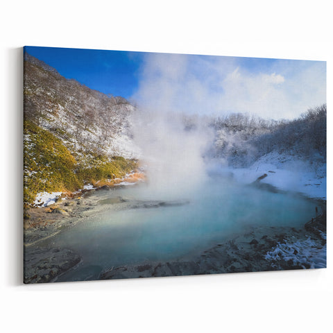 Serene Winter Hot Spring Canvas Print - Tranquil Hot Spring Wall Art