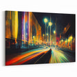 Dynamic City Lights Art - Abstract Urban Night Canvas - Vibrant Wall Decor