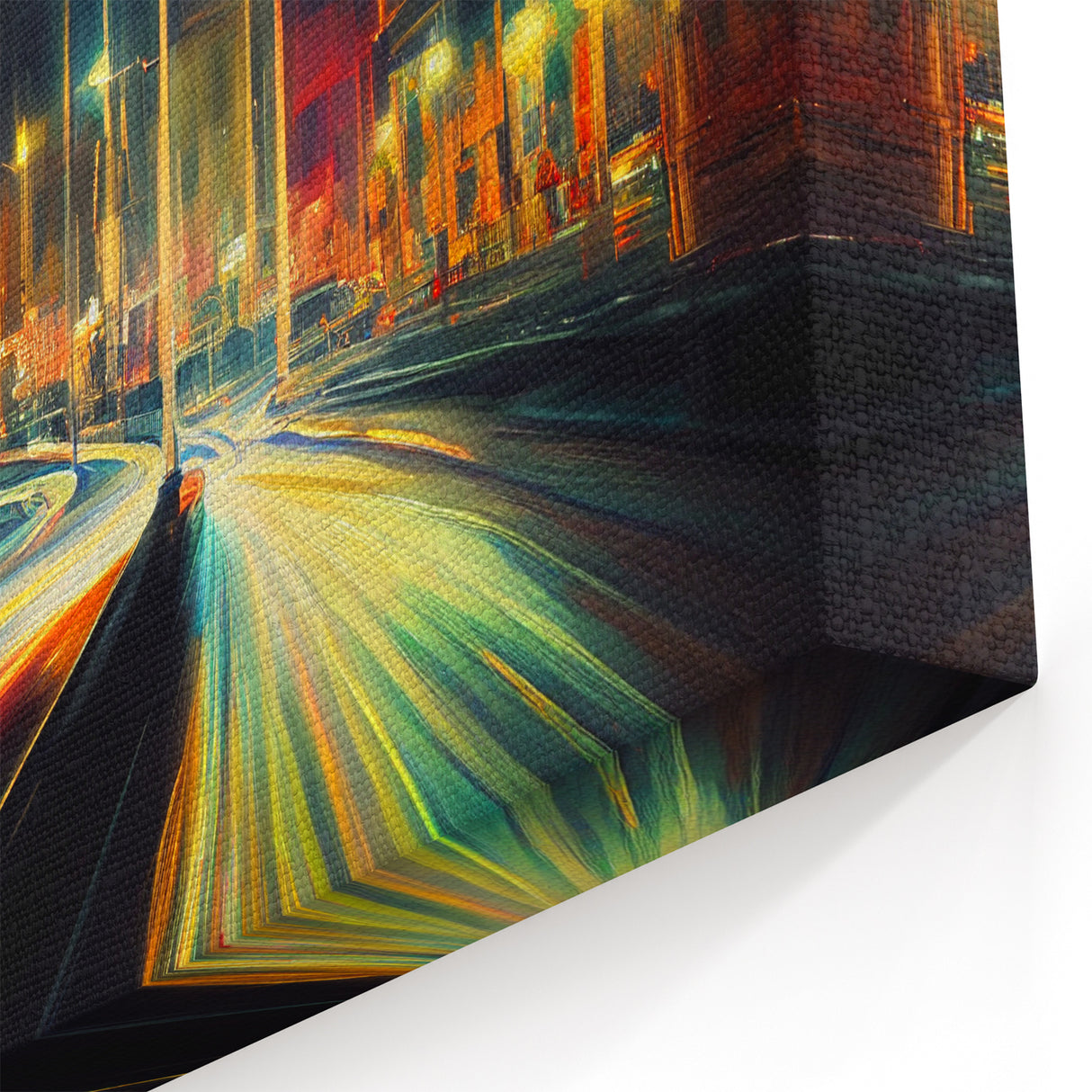 Dynamic City Lights Art - Abstract Urban Night Canvas - Vibrant Wall Decor