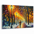 Romantic Walkway Art - Vibrant Evening Stroll Canvas - Scenic Night Decor