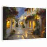 Charming Evening Alley Art - Cozy Street Scene Canvas - Romantic Decor