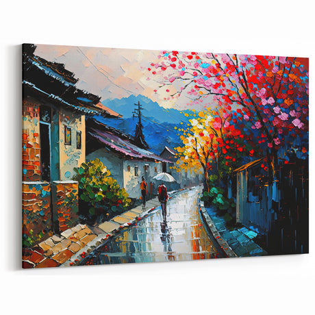 Colorful Street Art - Vibrant Rainy Day Canvas - Scenic Urban Decor