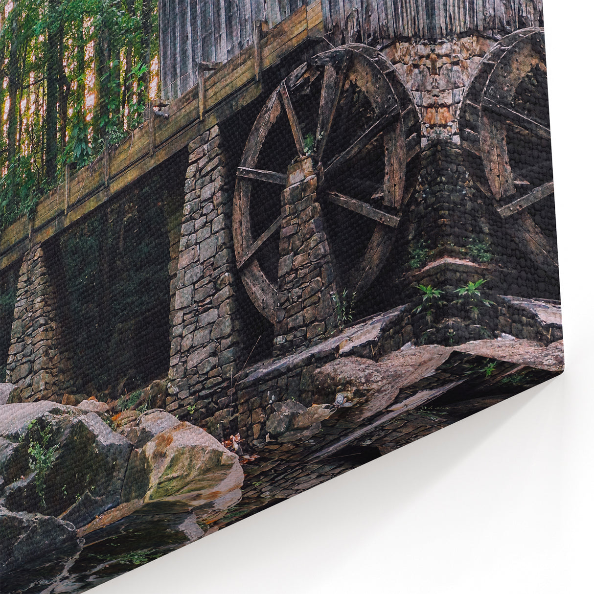 Rustic Watermill Canvas Print - Serene Watermill Wall Art Decor