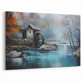 Tranquil Watermill Canvas Print - Serene Watermill Landscape Decor