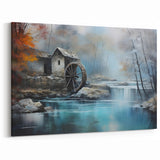 Tranquil Watermill Canvas Print - Serene Watermill Landscape Decor