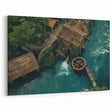 Vintage Watermill Canvas Print - Historic Watermill Scenic Art