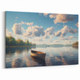 Tranquil Rowboat on Autumn Lake - Peaceful Coastal Wall Art Print