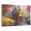 Blossoming Watermill Canvas Print - Vibrant Spring Landscape Art