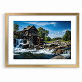 Rustic Watermill Canvas Print - Majestic River Landscape Wall Art