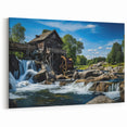 Rustic Watermill Canvas Print - Majestic River Landscape Wall Art