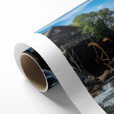 Rustic Watermill Canvas Print - Majestic River Landscape Wall Art