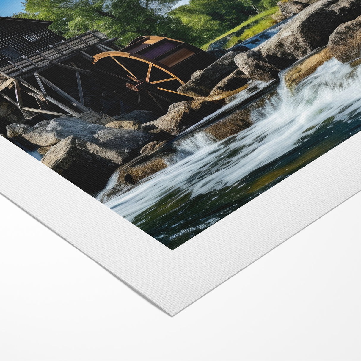Rustic Watermill Canvas Print - Majestic River Landscape Wall Art