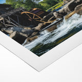 Rustic Watermill Canvas Print - Majestic River Landscape Wall Art