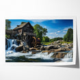 Rustic Watermill Canvas Print - Majestic River Landscape Wall Art