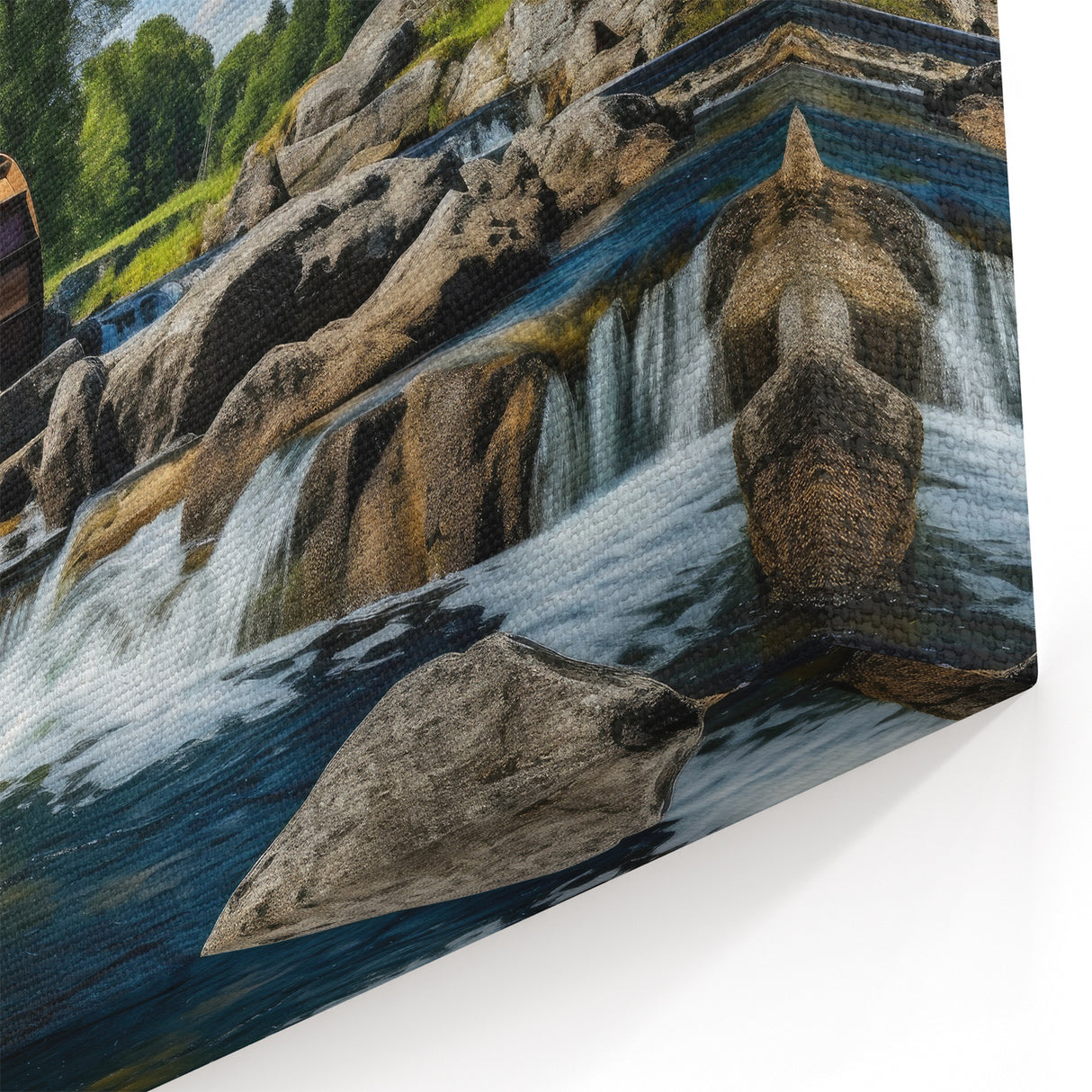 Rustic Watermill Canvas Print - Majestic River Landscape Wall Art