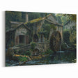 Historic Watermill Wall Art - Serene Rustic Landscape Canvas Print