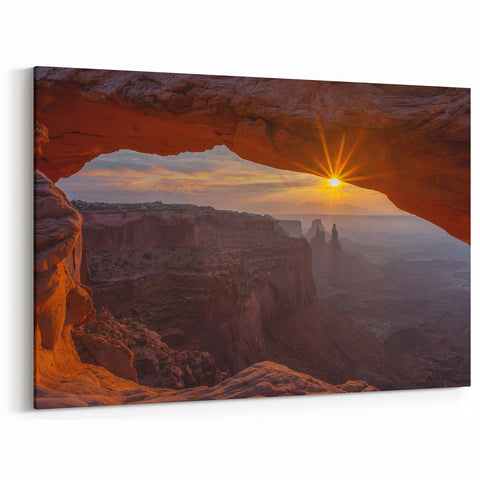 Sunrise through Arch - Majestic Canyon Rock Art, Nature-Inspired Decor