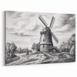 Vintage Windmill Sketch Art - Black and White Windmill Canvas Print