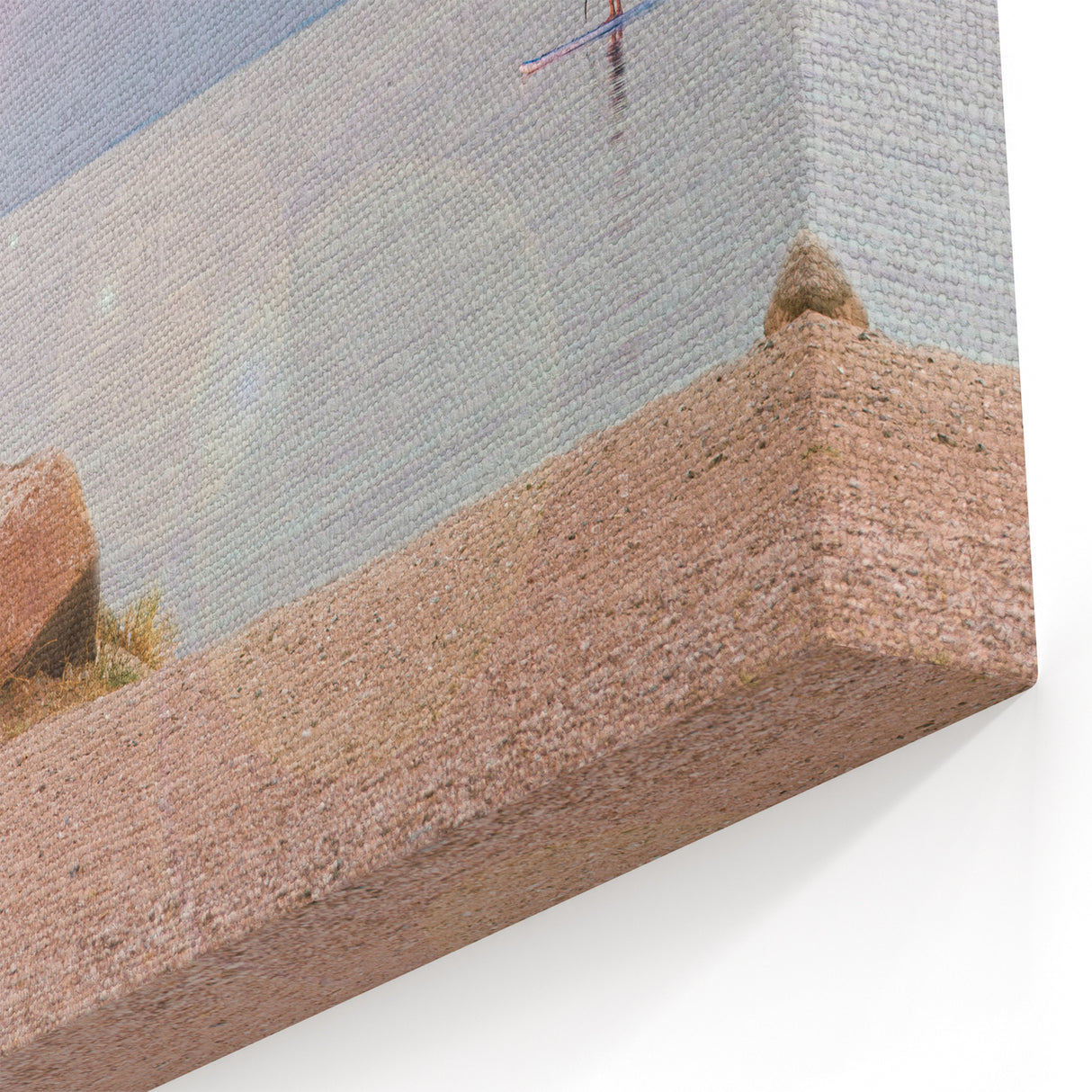 Serene Lakeside Caravan Art - Paddleboard Adventure Wall Art Print