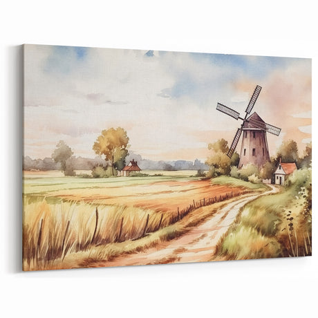 Vintage Windmill Wall Art - Rustic Windmill Canvas Print for Home Decor