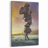 Burden of Stones - Surreal Rock Art, Thought-Provoking Wall Decor