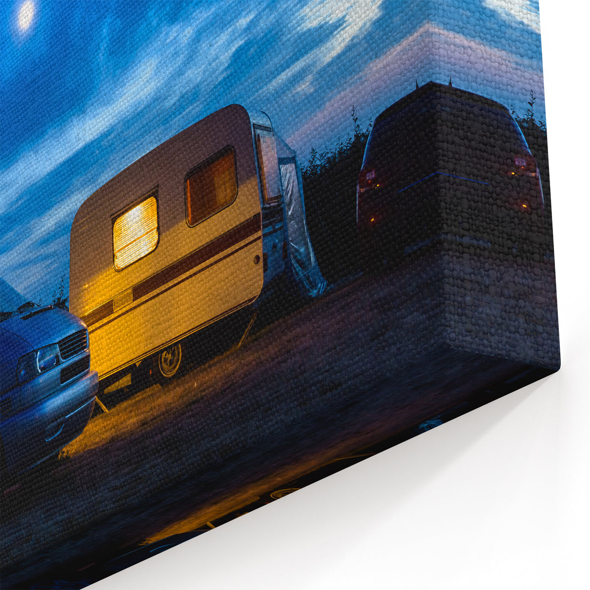 Moonlit Camper Van Night Scene - Tranquil Adventure Wall Art Print