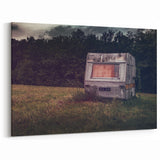 Abandoned Caravan in Overgrown Field - Rustic Adventure Wall Art Print