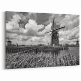 Classic Windmill Black and White Art - Monochrome Windmill Canvas Print