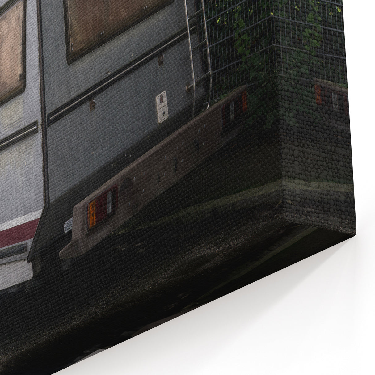 Vintage Motorhome in Urban Setting - Rustic Retro Wall Art Print