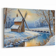 Winter Windmill Wall Art - Serene Snowy Landscape Canvas Print Decor