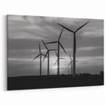 Monochrome Windmill Silhouette Art - Black and White Windmill Canvas